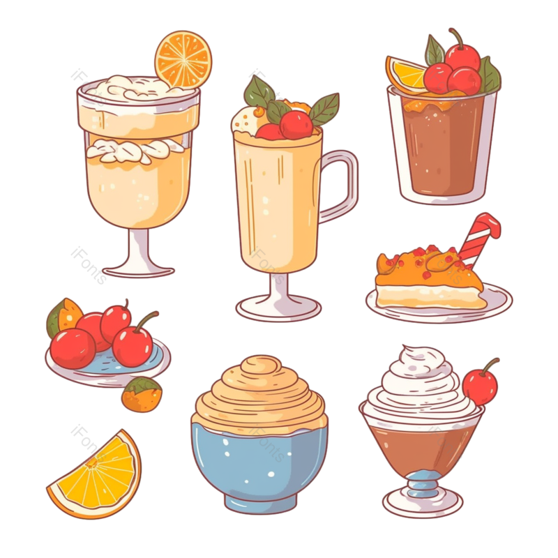 卡通图片,请柬元素,水果PNG,白色背景免抠素材